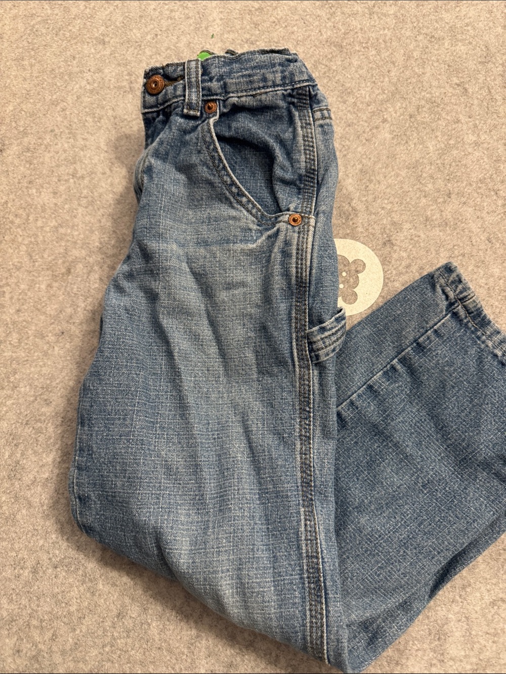 Indigo Kids Blue Light Wash faded carpenter style jeans size 6